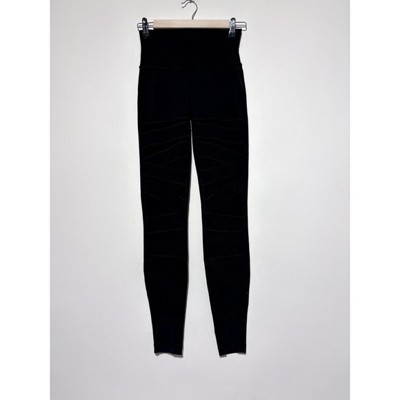 lululemon athletica Pants - Lululemon Pants Womens 4 Black Mesh Panel Moto High Rise Leggings Yoga Athletic